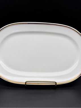 Lenox Gold Mist Décor Line Hotelware 11 3/8” Oval Serving Platter with Gold Rim